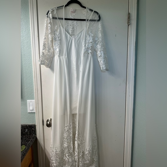 Le Rose Maxi 3/4 Sleeve Robe and Slip - Picture 2 of 5